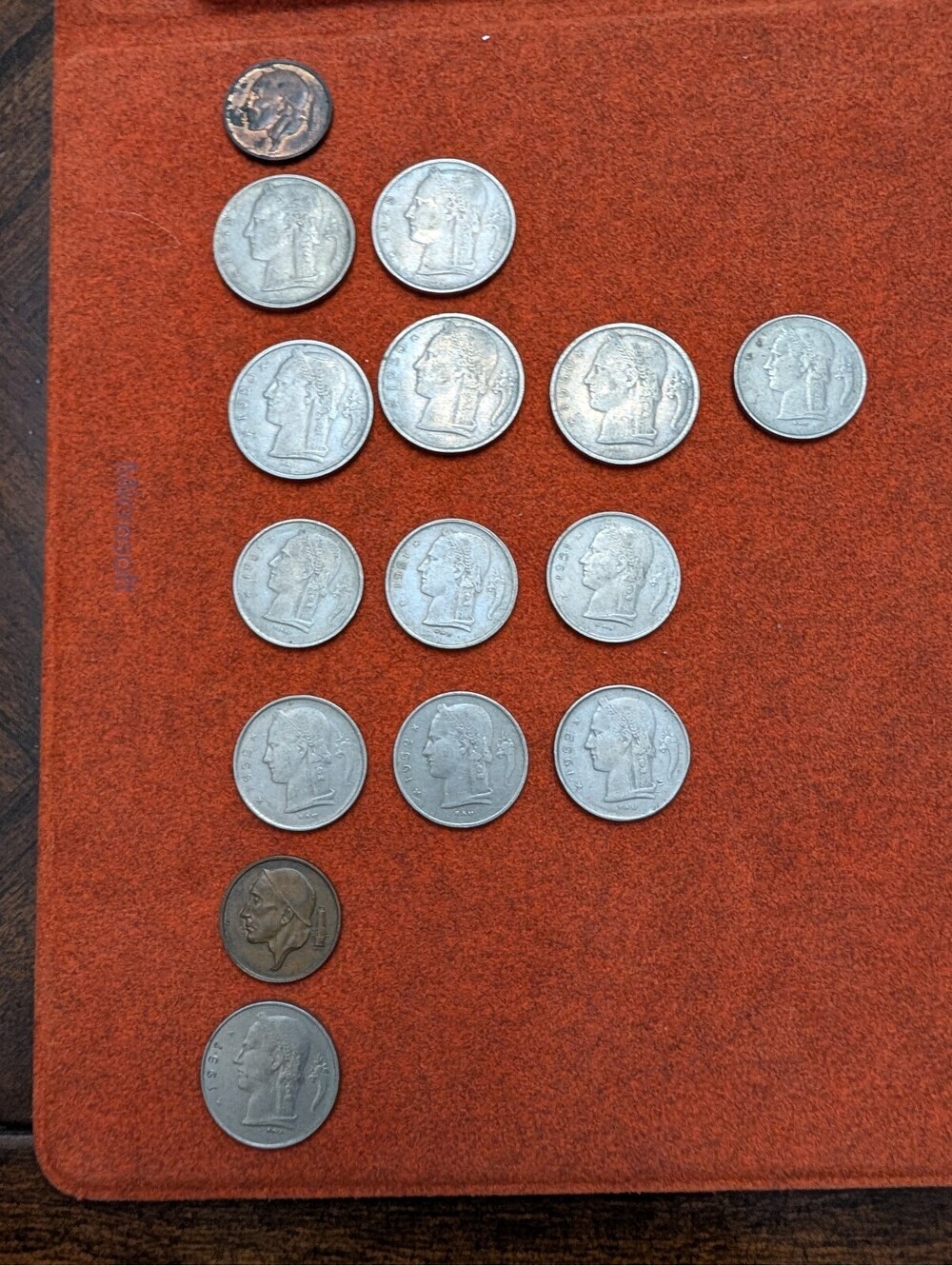 16 Vintage Belgium Belgian Coins 5 Franc 1 Franc 1949 1950-1952 1955 1957 1958